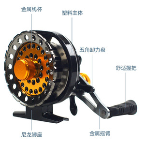 Moulinet de pêche à la traîne en alliage d'aluminium F60A, pour la pêche en radeau, gaucher/droitier, pour la pêche sur glace, avec corps moulé monobloc - Product Image 2