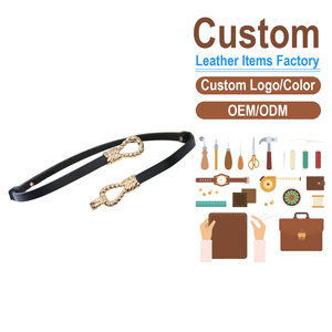 Cinturón Delgado de Cuero Genuino para Mujer, Cinturón con Hebilla de Nudo Dorado para Vestidos y Abrigos - Product Image 2