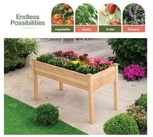 Outdoor Rectangular <strong>Wooden</strong> Flower <strong>Box</strong> Cedar Wood Elevated <strong>Planter</strong> <strong>Box</strong> Raised Garden Bed with Legs for Flowers Veggies Herbs - Product Image 3