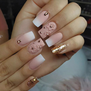 Vente en gros à bas prix, Ongles à presser semi-artisanaux à effet machine, style 'Hot Girl' scintillant, motif crocodile français <span class=keywords><strong>blanc</strong></span> <span class=keywords><strong>laiteux</strong></span>, avec paillettes et effet flash - Product Image 2