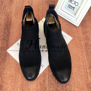 Bottes courtes en cuir pour hommes, style décontracté, à bout pointu, bottes habillées tendance, bottes en cuir rétro chaudes - Product Image 2