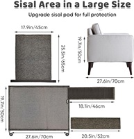 Tapis à gratter pour chat en sisal naturel avec poche pour accoudoir de canapé, tapis à gratter pour chat en lin de qualité supérieure, protection de meubles pour chats d'intérieur