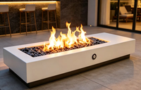 Produit phare : Grande cheminée extérieure au gaz naturel en acier Corten, foyer de table robuste, garantie 5 ans