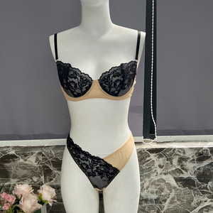 New Foreign Trade Splicing Color Contrast Lace Mesh <b>Sexy</b> Lingerie <b>Set</b> Perspective Comfortable Two-piece <b>Set</b> - Product Image 6