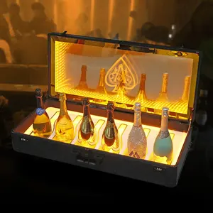 Night club Plastic Champagne Bottle Carrier LED Liquor Display Box stand Wine Case Briefcase Glorifier Bottle Service Presenter