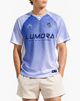Maillot de football à motif à carreaux gris avec logo de marque imprimé par sublimation, col polo personnalisé, maillot de football de haute qualité