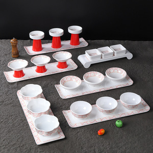 Service de plats froids créatifs pour hôtel, imitation porcelaine, ensemble de service à plusieurs niveaux pour les collations et desserts des restaurants chinois - Product Image 3