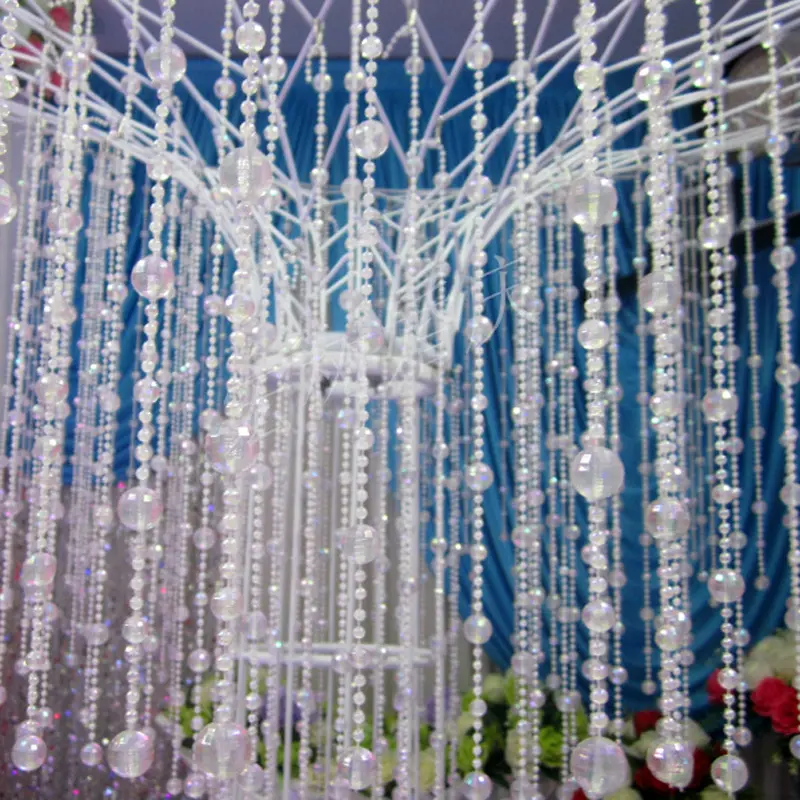 LK20191023-21ホット販売透明プラスチックABS irisdescentワイヤークリスタルビーズガーランド結婚式のイベントパーティーの装飾