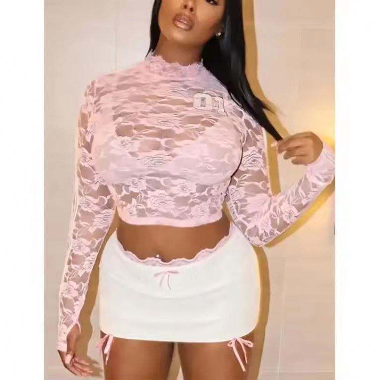 2024 Summer Boutique Fashion Long Sleeve Lace Cute Girls Women Two