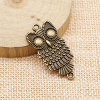 Pendentif accessoire rétro en bronze antique 37x18mm 4.2g, connecteur hibou très vendu pour le bricolage