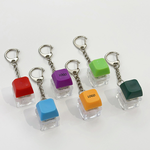 Custom Sound Keyboard Keychain Angel Animal Fruit Transparent Acrylic Fidget Keycap Clicker LED Decompression Toy Stress