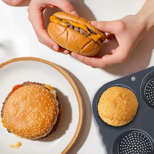 Antiadhésif 4/6/7 trous facile à libérer <span class=keywords><strong>pain</strong></span> Silicone <span class=keywords><strong>Hamburger</strong></span> chignon moule <span class=keywords><strong>Hamburger</strong></span> chignon moule <span class=keywords><strong>de</strong></span> cuisson pour <span class=keywords><strong>hamburger</strong></span> <span class=keywords><strong>maison</strong></span> petits pains - Product Image 4