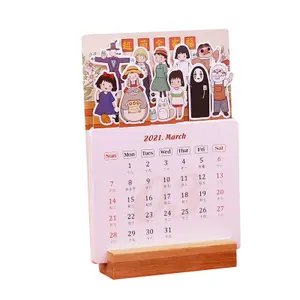 Calendar Customizing Unique Design Desk Calendar With Wooden Base