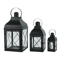 Ensemble de lanternes à bougie en métal noir au design personnalisé pour l'extérieur avec décoration de festival de mariage de classe pour la maison et le jardin