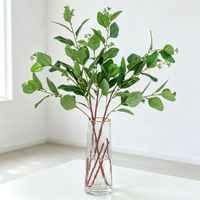 Ranting Eucalyptus Sutra Buatan 85cm Daun Buah Batang Tahan UV Tanaman Hijau untuk Dekorasi Lanskap