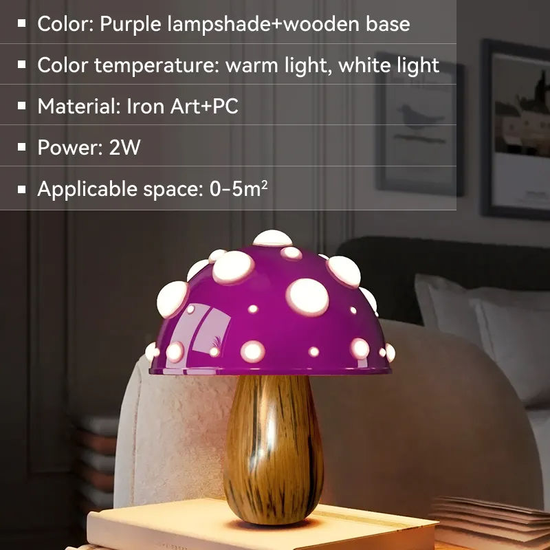 Base en bois + Abat-jour violet