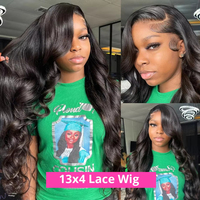 Perruque Lace Front 100% Cheveux Humains Vierges Body Wave Dentelle HD Transparente 13x6/13x4 Pré-Pluckée Haute Densité Marque NewWave Noire