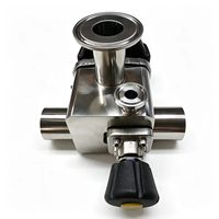 Vanne à diaphragme sanitaire de type T forgée manuellement en acier inoxydable 316L, port d'échantillonnage DN20 DN15 pour l'industrie pharmaceutique et alimentaire