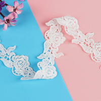 RYL 3cm Dentelle blanche à motif de roses, style français, ajourée, broderie soluble dans l'eau, fil de polyester, accessoires de couture DIY pour rideaux