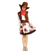 Enfants Fantaisie Cosplay Brun Costume Carnaval Fête Cowgirls Robe Costume