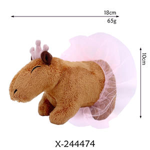 18CM ucuz Capybara gözlük taç pembe iplik etek tavşan kanatları elbise peluş Capybar için peluş oyuncak - Product Image 3