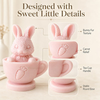 Bougie parfumée en forme de lapin 3D mignon, bougie artisanale en cire de soja, bougie lapin pastel, cadeau souvenir de fête de Pâques