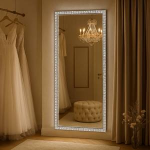 <span class=keywords><strong>Miroir</strong></span> LED en Cristal Design Moderne <span class=keywords><strong>Grand</strong></span> Format, Plein Pied, avec Interrupteur Tactile, Intelligent pour <span class=keywords><strong>Salle</strong></span> <span class=keywords><strong>de</strong></span> <span class=keywords><strong>Bain</strong></span> ou Salon <span class=keywords><strong>de</strong></span> Maquillage avec Éclairage LED - Product Image 1