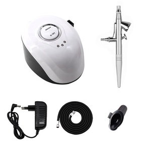 BT-19 chuyên nghiệp bánh trang trí sở thích mô hình bức tranh Thiết lập hành động kép Airbrush máy nén kit hoàn chỉnh có thể sạc lại trọng lực - Product Image 5