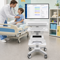 Chariot informatique médical d'hôpital, poste de travail mobile, chariot médical réglable en hauteur avec support pour moniteur, plateau pour clavier et imprimante