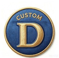 Patch circulaire brodé personnalisé à coudre avec motif lettre, en tissu polyester tissé, pour vêtements, sacs, chapeaux, chaussures