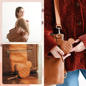 Étui de rangement pour sucettes en cuir PU pour voyage en extérieur avec clip et couvercle, mini sac de rangement pour sucettes pour poussette avec fermoir - Product Image 6