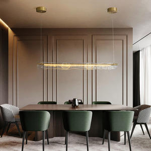 Room <b>Decorative</b> Lights Rectangle Nordic Modern Gold Luxury Iron Glass Pendant Light dining table - Product Image 3
