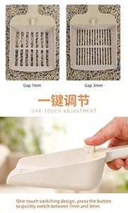 Pelle à litière pour chat à double mode de tamisage, réglage de la taille des fentes par un seul bouton, pour litière agglomérante en granulés et litière cristallisée - Product Image 4