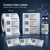 Etiquetas de péptidos con código QR personalizado, pegatinas impermeables para viales, para empaques de botellas pequeñas, impresión de código de barras y número de lote, OEM