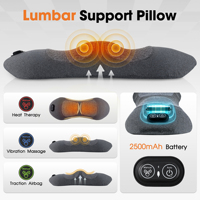 Masseur lombaire sans fil 3-en-1 rechargeable avec airbag chauffant, coussin de massage à traction lombaire et support dorsal extensible
