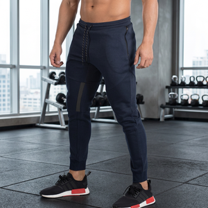 Pantalon de survêtement pour homme, coupe ajustée, tricoté, taille élastique, pour le sport et le fitness, avec détails en dentelle, couleur unie, respirant, service OEM - Product Image 3