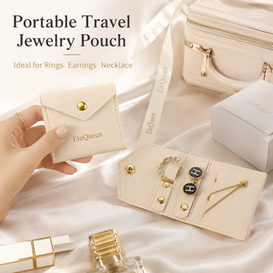 Wholesale Custom Logo Foldable Fashionable Rectangle <b>Jewelry</b> Pouch Microfiber Envelope Button Bag 14x6cm Ring Necklace Bracelet - Product Image 3