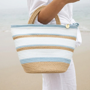 Woven summer beach soft cotton <b>rope</b> handmade grass handbags lace handbags handbags gifts - Product Image 4