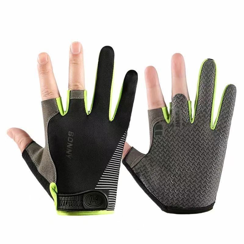 Fuite de super fibre de soie glacée trois doigts noir vert