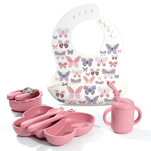 Cấp Thực Phẩm Cấp Giấy Chứng Nhận Silicone Bé Tấm Biểu Tượng Tùy Chỉnh Bữa Ăn Tối Plato 100% Cấp Thực Phẩm Đồng Bằng Màu Cua Plato Với Dao Kéo - Product Image 1