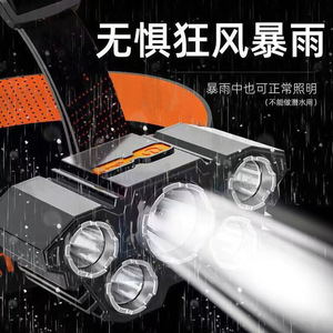 Lampe frontale Yiwu Tantu 5 LED rechargeable par USB, légère, pour la randonnée et la pêche en extérieur - Product Image 2