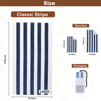 Factory Wholesale Soft Breathe Quick Water Absorption High Quality 100% Cotton Luxury Striped Beach Towel with logo Custom Print