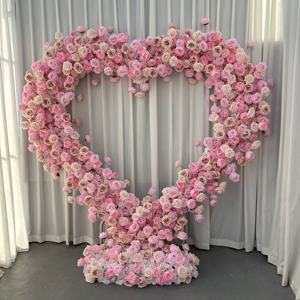 T-HFA123 Red 8*8 ft heart <b>arch</b> with flowers artificial flower <b>arch</b> heart shape silk heart <b>arch</b> with flowers for <b>wedding</b> decor - Product Image 5