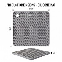 Sous-plat carré en silicone gris 18 cm, antidérapant, résistant à la chaleur, pour cuisine, qualité alimentaire, support de casserole personnalisé, set de dessous de plat