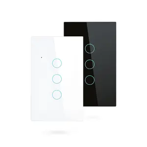 Tuya Smart Home Security Wifi Light Wall Touch Switch 3 Gang Switch Tiêu Chuẩn Mỹ PST-WT-U3