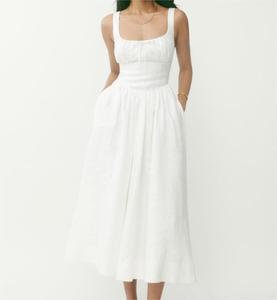 white christmas dresses Romantic white summer organic cotton dress – GUNTINA main image 0