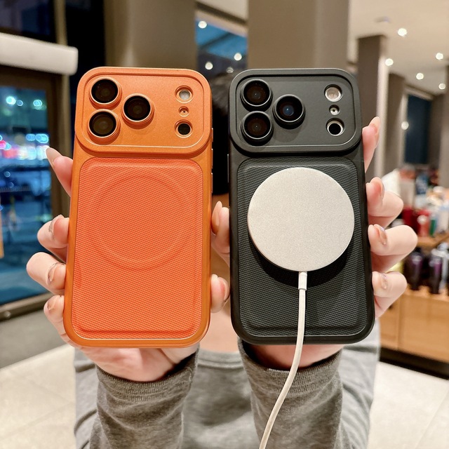 Dropshipping Luxury Leather Textured Magnetic Phone case for iphone 15 17 Pro Max Anti-slip Texture Full Coverage Cover Business
