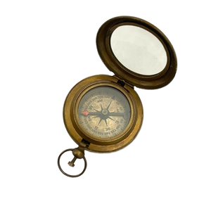 Boussole en laiton à bouton-poussoir, instrument nautique de précision, design en verre, élégante décoration de bureau, cadeau fonctionnel - Product Image 2