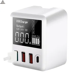 PD 18W 4 Multi Port USB Charger Type-C Fast Charging Station Portable QC3.0 Wall Charger 40W USB C Charger World Travel Adapter