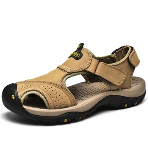 <span class=keywords><strong>Sandales</strong></span> d'extérieur en <span class=keywords><strong>cuir</strong></span> marron pour hommes, vente en gros d'usine - Chaussures décontractées à bout renforcé, fermeture auto-agrippante et <span class=keywords><strong>semelle</strong></span> épaisse antidérapante - Product Image 3